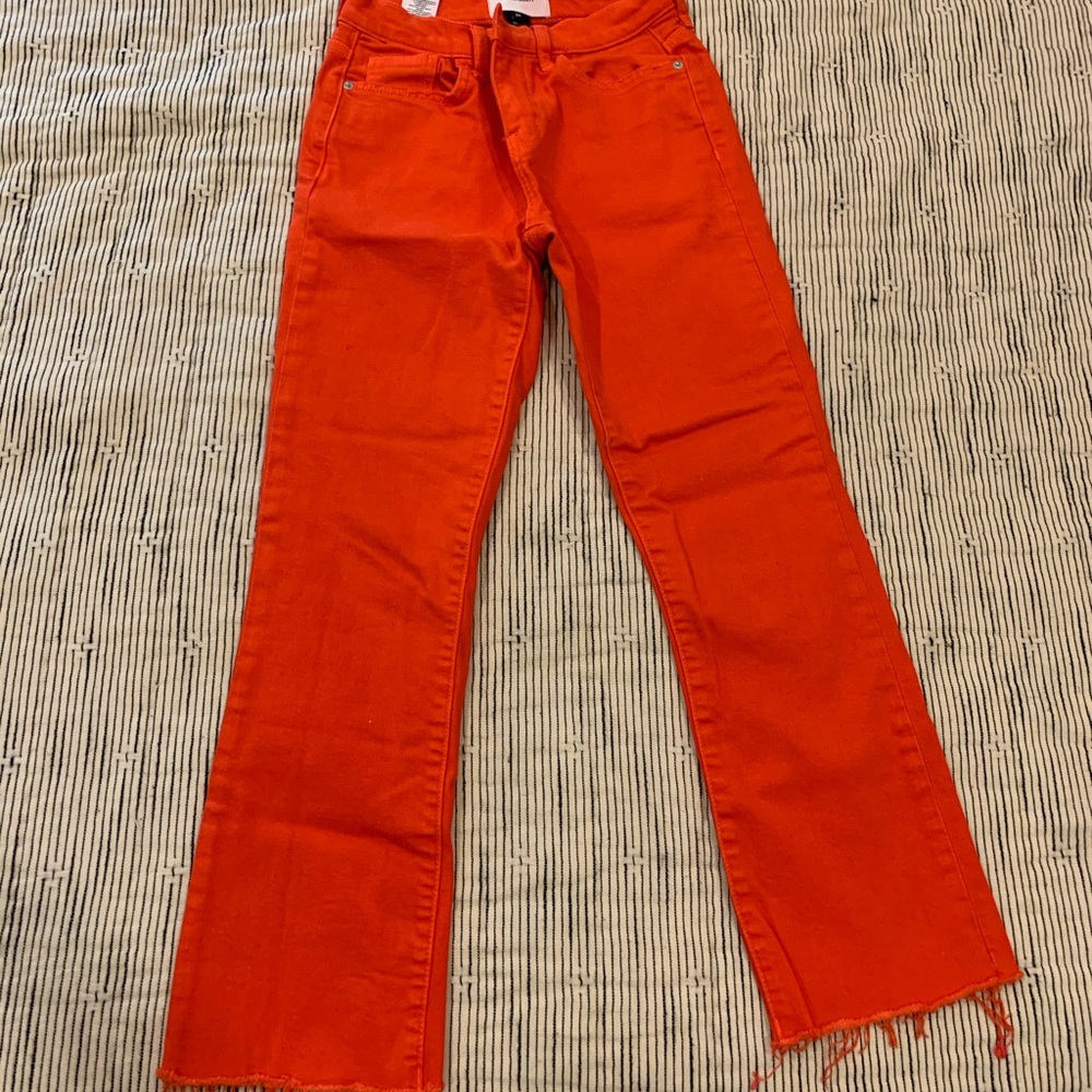 Current Elliott distressed cropped ankle flare